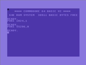 writing to Screen RAM and Color RAM using BASIC Poke command
